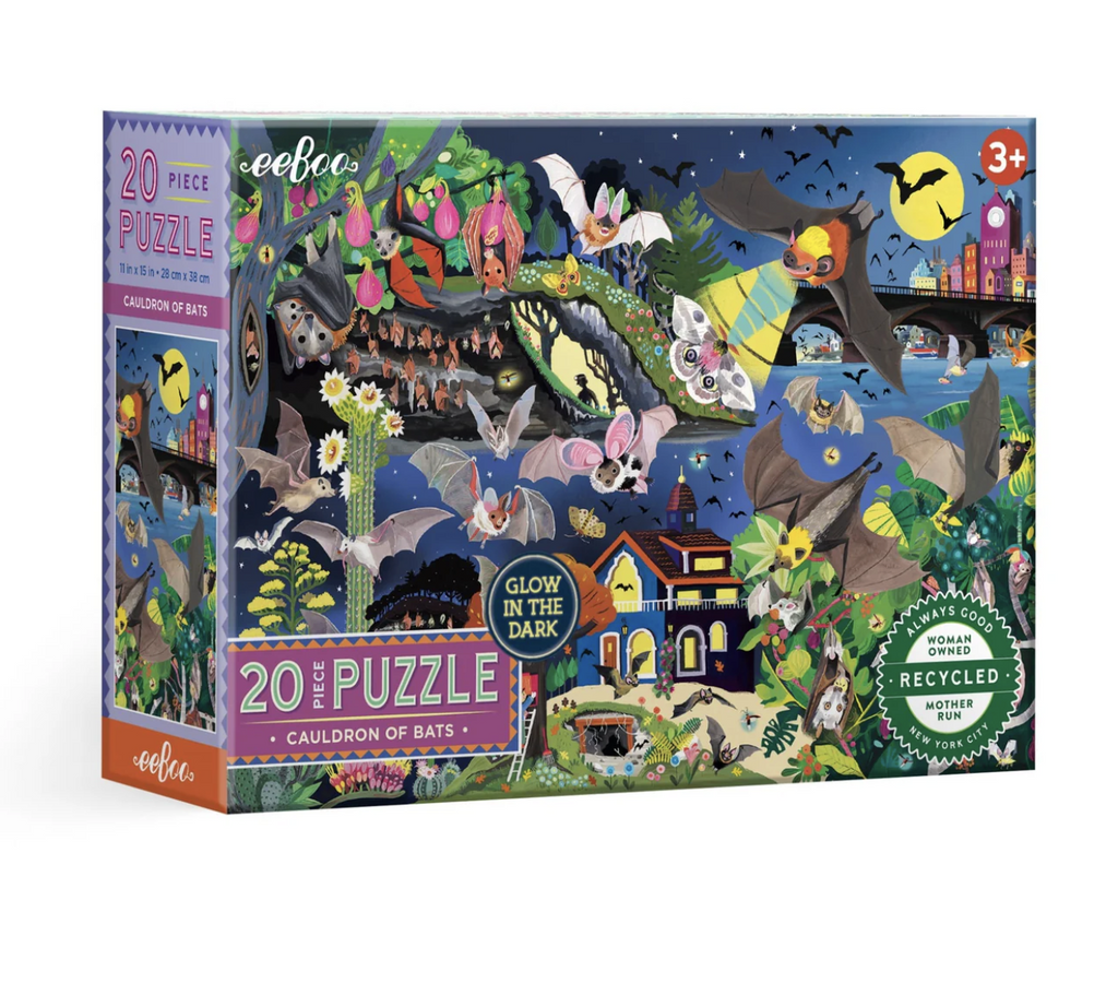 Illustrated box of  20 piece Cauldron of Bats jigsaw puzzle.