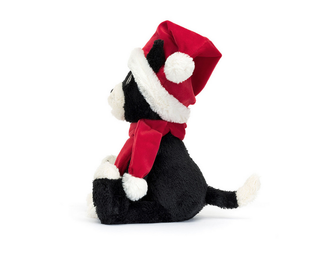 Side view of Christmas jellycat jack plush.