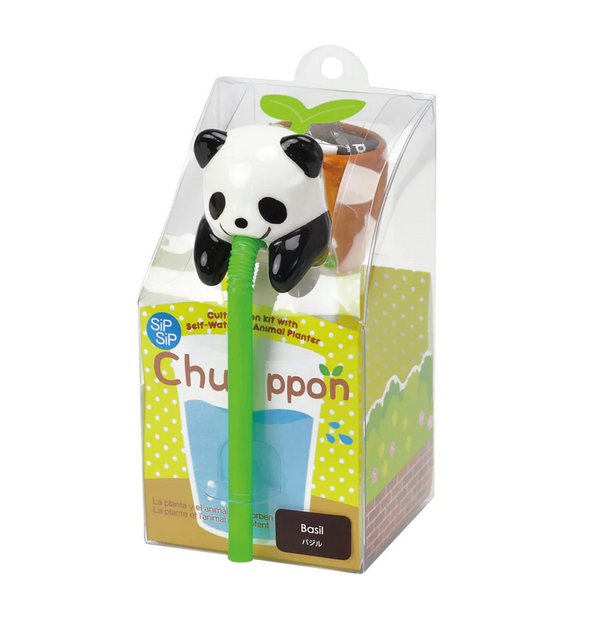 Chuppon are cute characters who like to drink through a straw. Ceramic panda that grows basil.. 