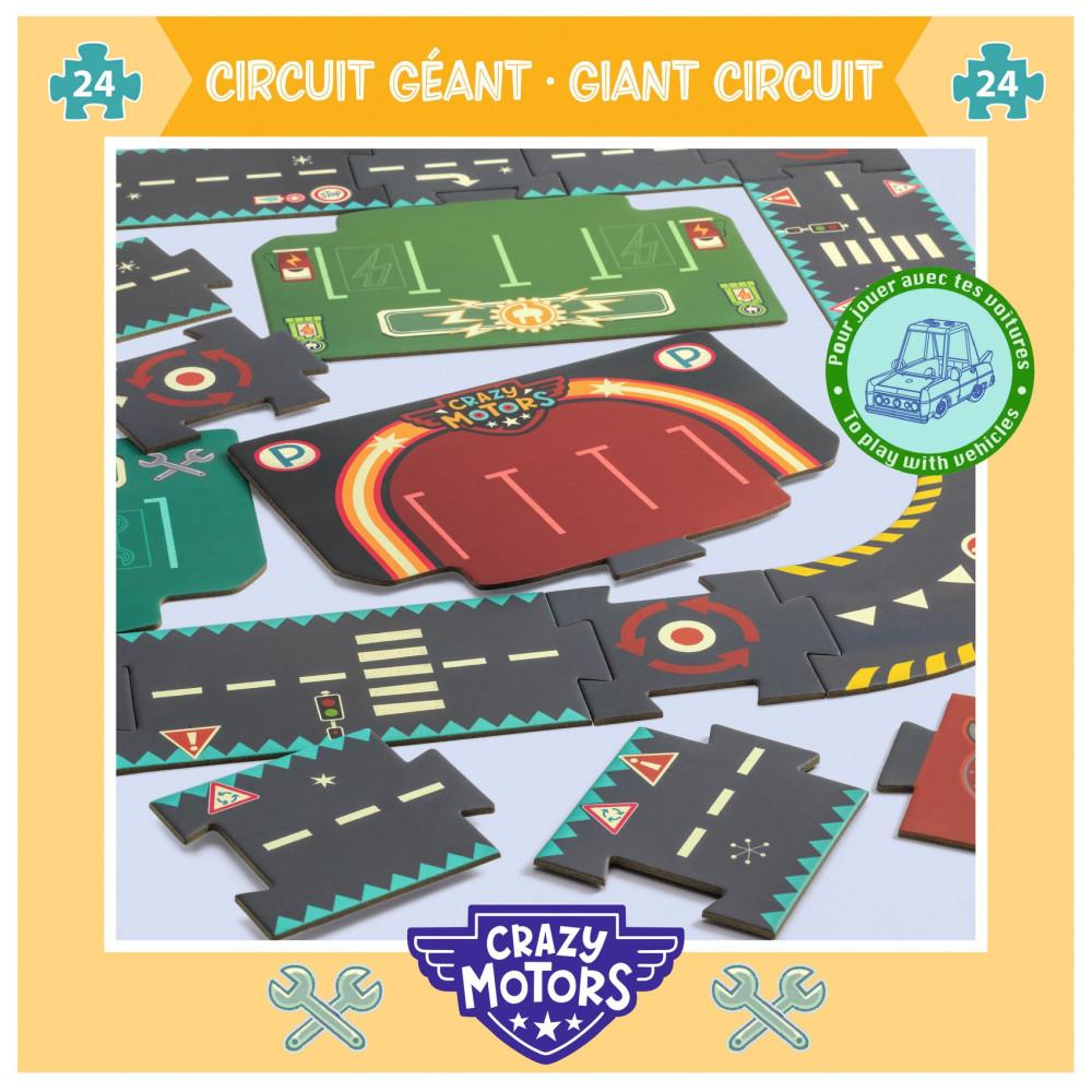 Giant City Circuit Puzzle box with close up picture of a track made from the puzzle.