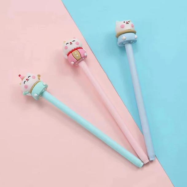 Cute Cat Pens, Kawaii Cat Gel Pen, Novelty Pen, Cat Lover Gift