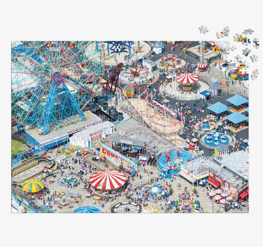 Coney Island 1000 piece puzzle with just a few pieces left to finish it. 