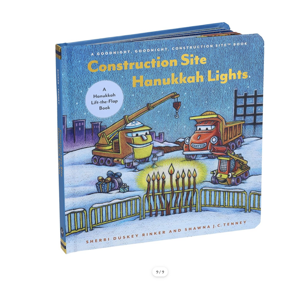 Cover of book Construction Site Hanukkah Lights on a white background.