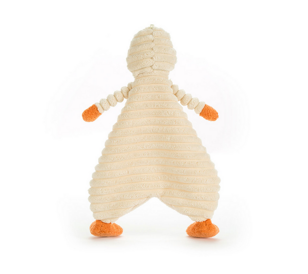 Back view of Cordy Roy Duckling Comforter with flat body.
