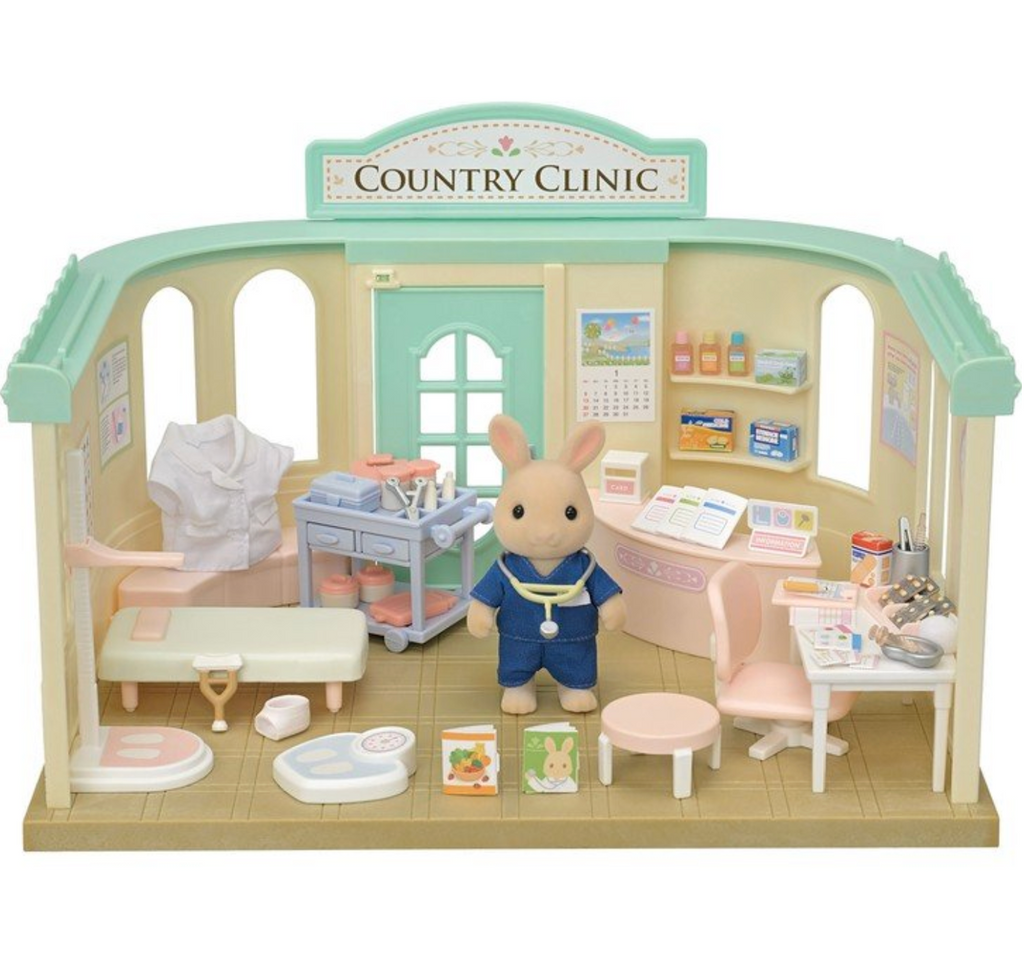 The Country Doctor playset set up with all accessories and the Milk Rabbit doctor figure. 