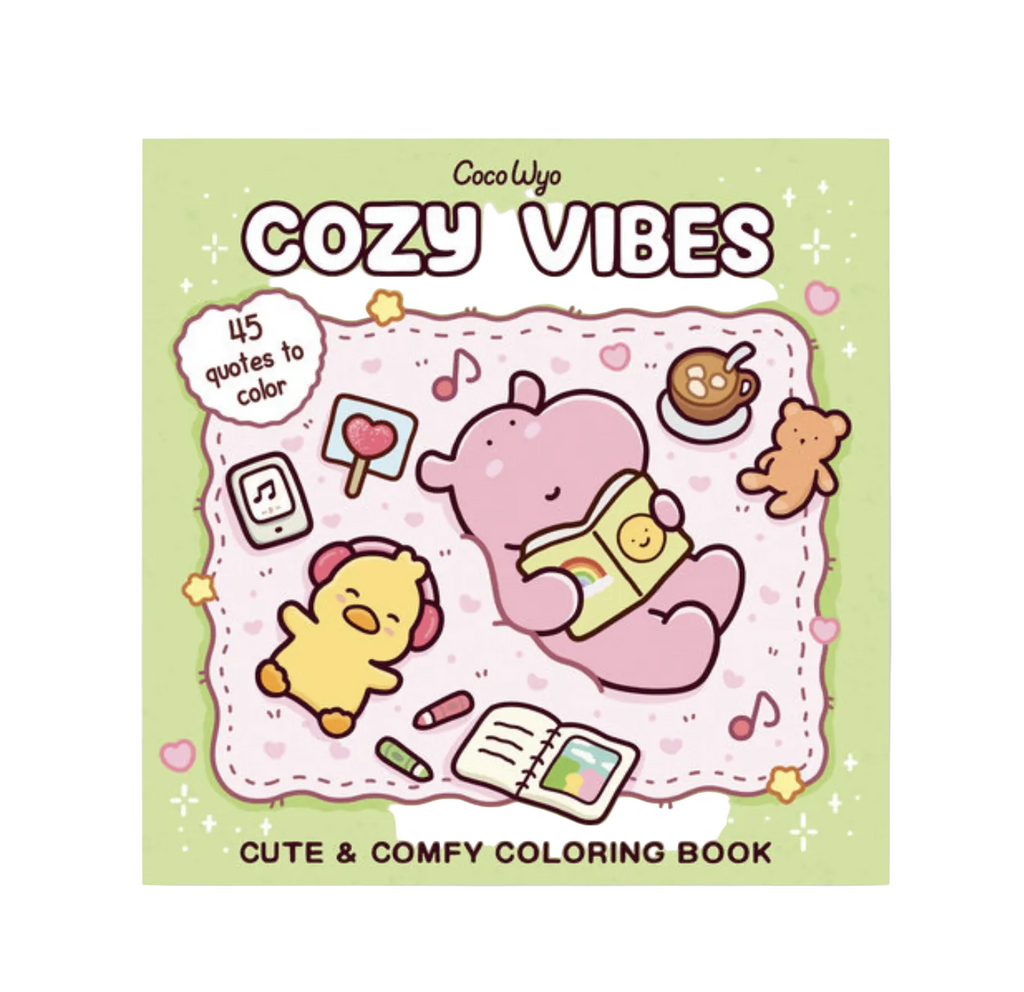 Cover of Cozy Vibes cute and comfy coloring book by Coco Wyo.