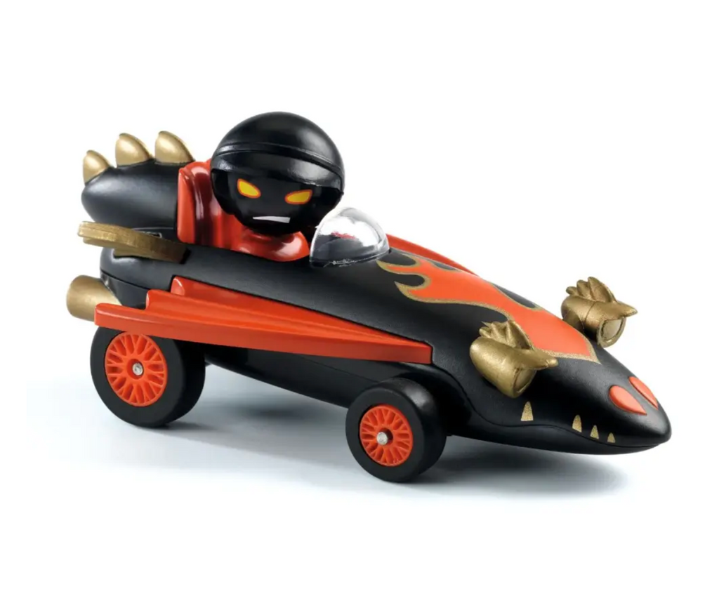 Dragon Fire diecast car in black, red and gold.