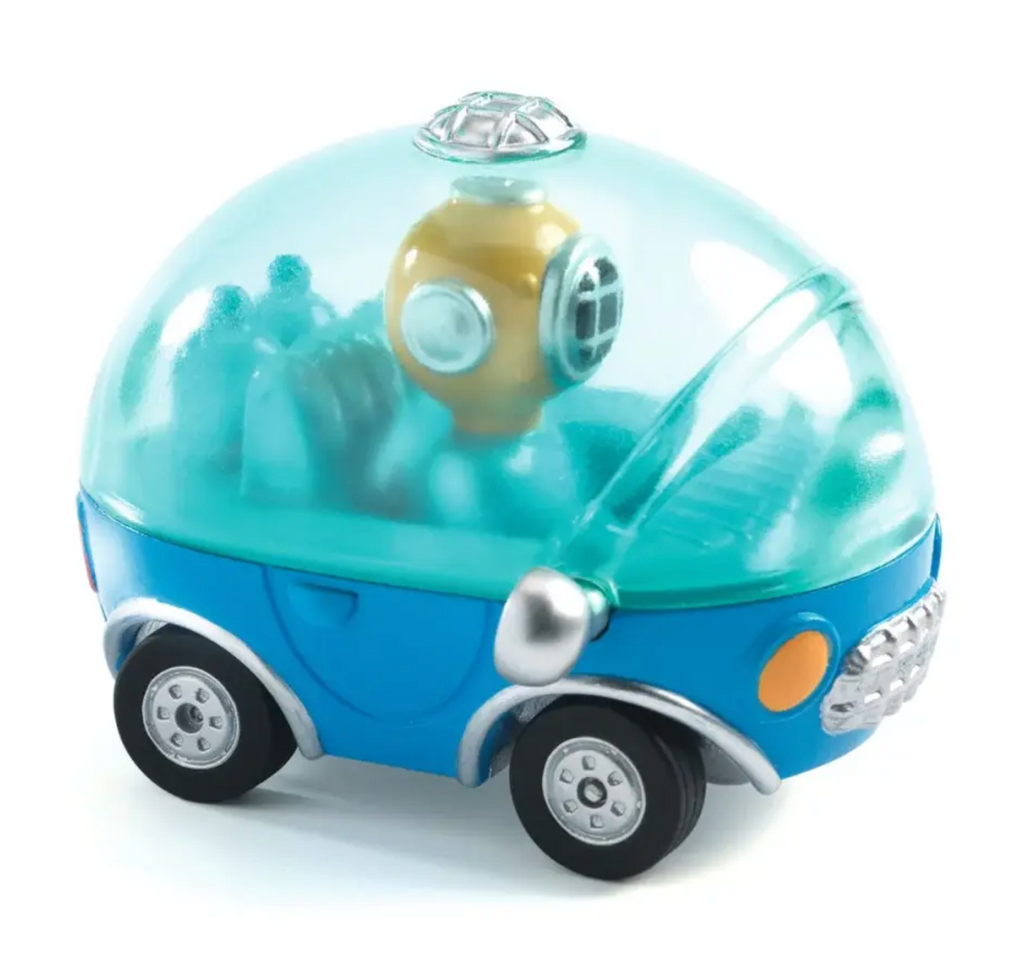 Nauti Bubble diecast car that looks like a one man submersible with the driver wearing an antique divers helmet.