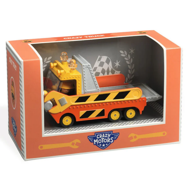 Crazy Truck diecast in an orange box with one side open.
