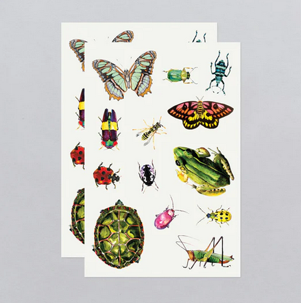 Critters on the move temporary tattoo sheets. 