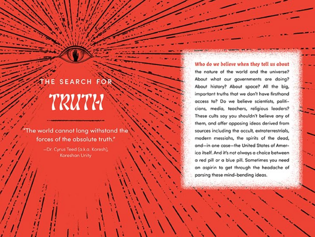 Interior page from "Cult Following" of a chapter introduction called "The Search For Truth"