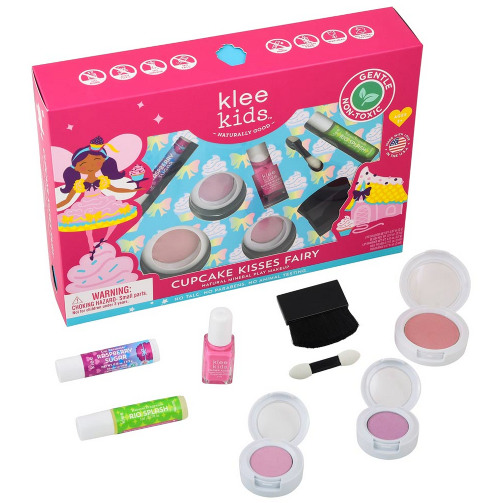 Box of Cupcake Kisses Fairy Natural Mineral Play Makeup with all items displayed in front.