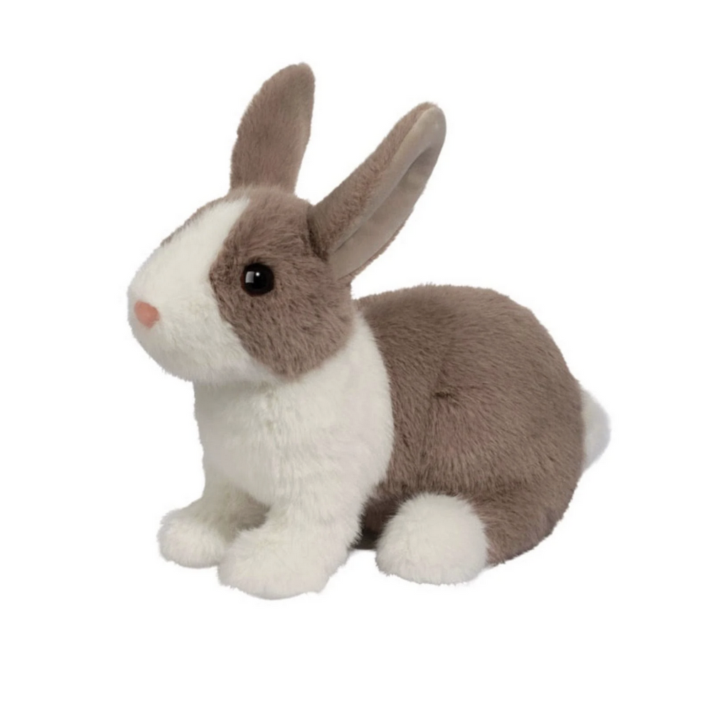 Daffodil Dutch Bunny stuffed animal that looks like the real thing. With light brown and white fur and long soft ears  he is ready to hop into your arms. 