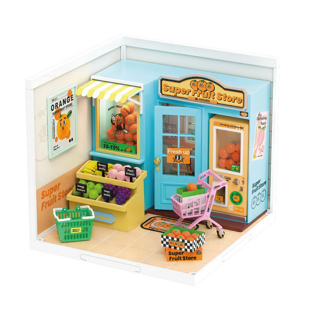 Daily VC Fruit Store miniature model built and stocked with the accessories that come with the set. 