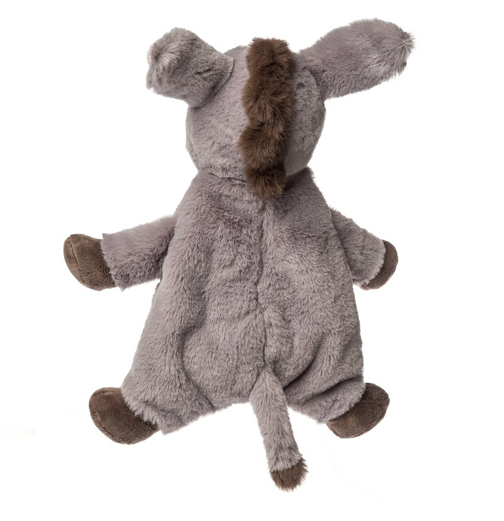 The Dusty Donkey Lovey viewed from the back showing his fuzzy mane, and tail. 
