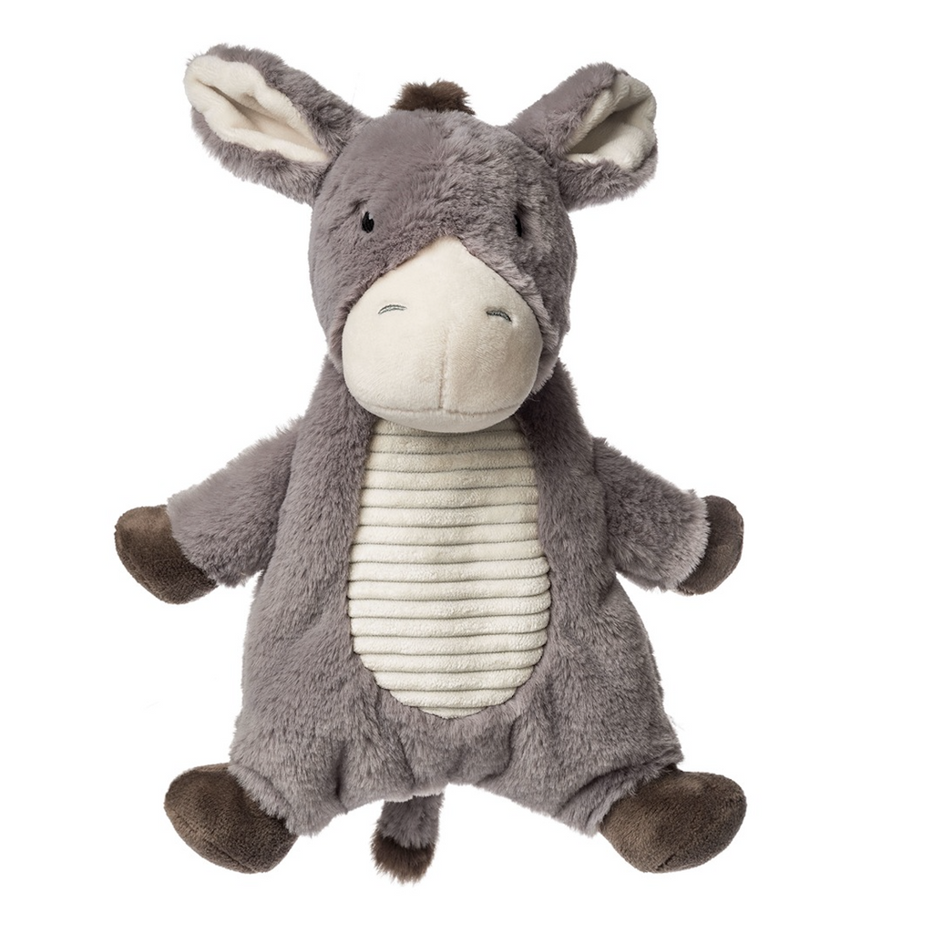 Dusty Donkey Lovey has an under stuffed body and plush head which makes it easy for baby to hold on to. With a ribbed tummy and long ears for added sensory experiences. 
