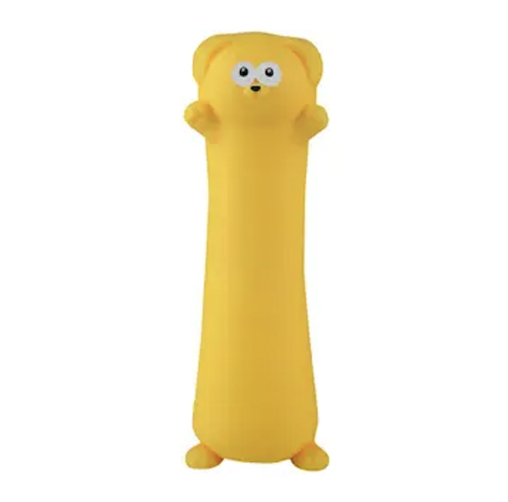 The giant Easy Sqweezy Stretchy Dog facing forward showing off his big eyes on his cute face. 