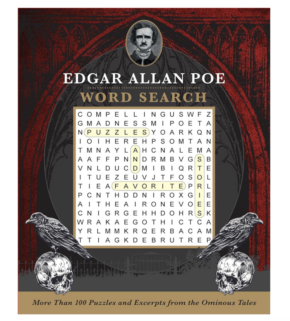 Cover of the Edgar Allan Poe Word Search book. 