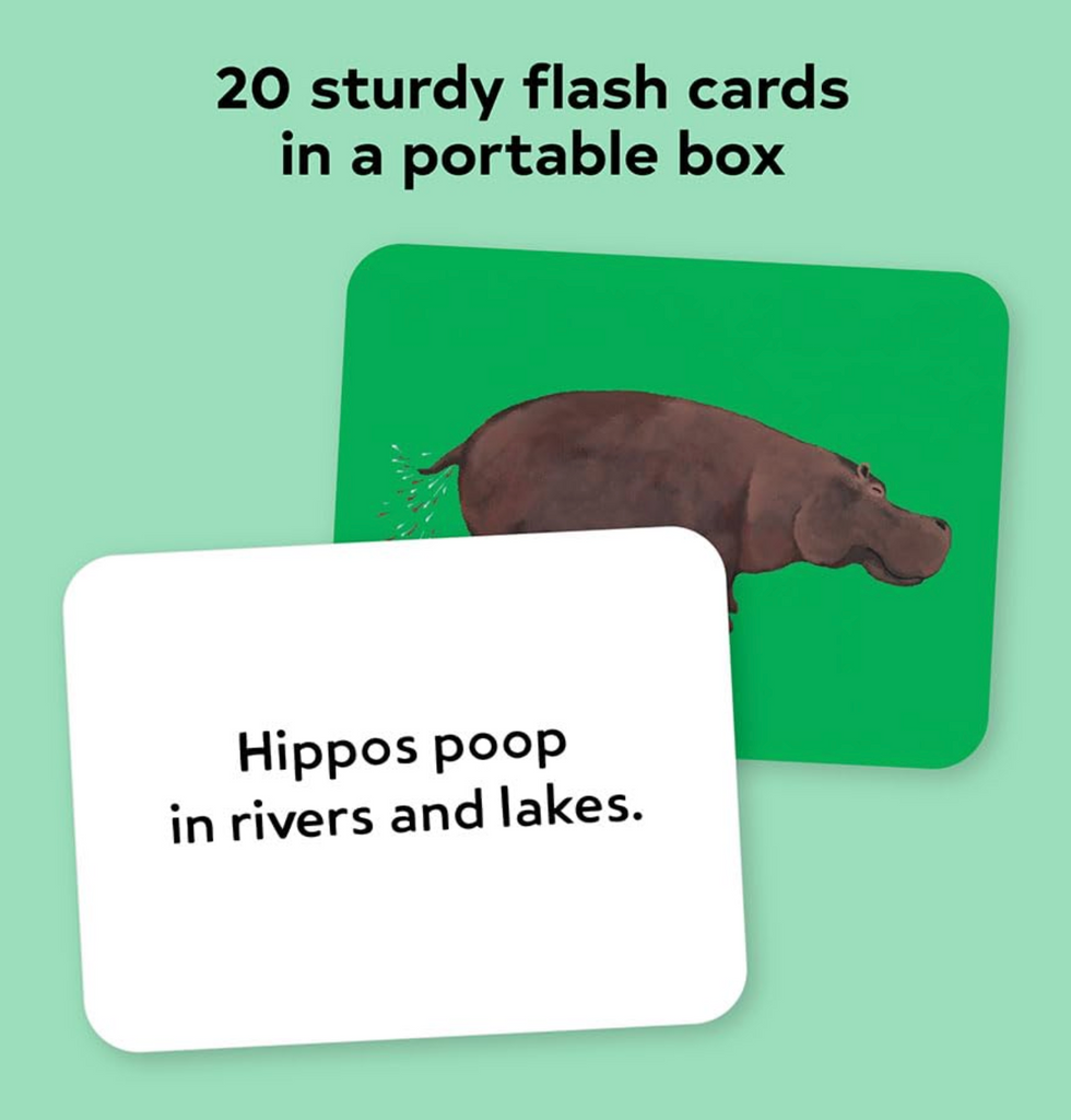 Front and back of a card from the Everyone Poops Flash Cards set. 