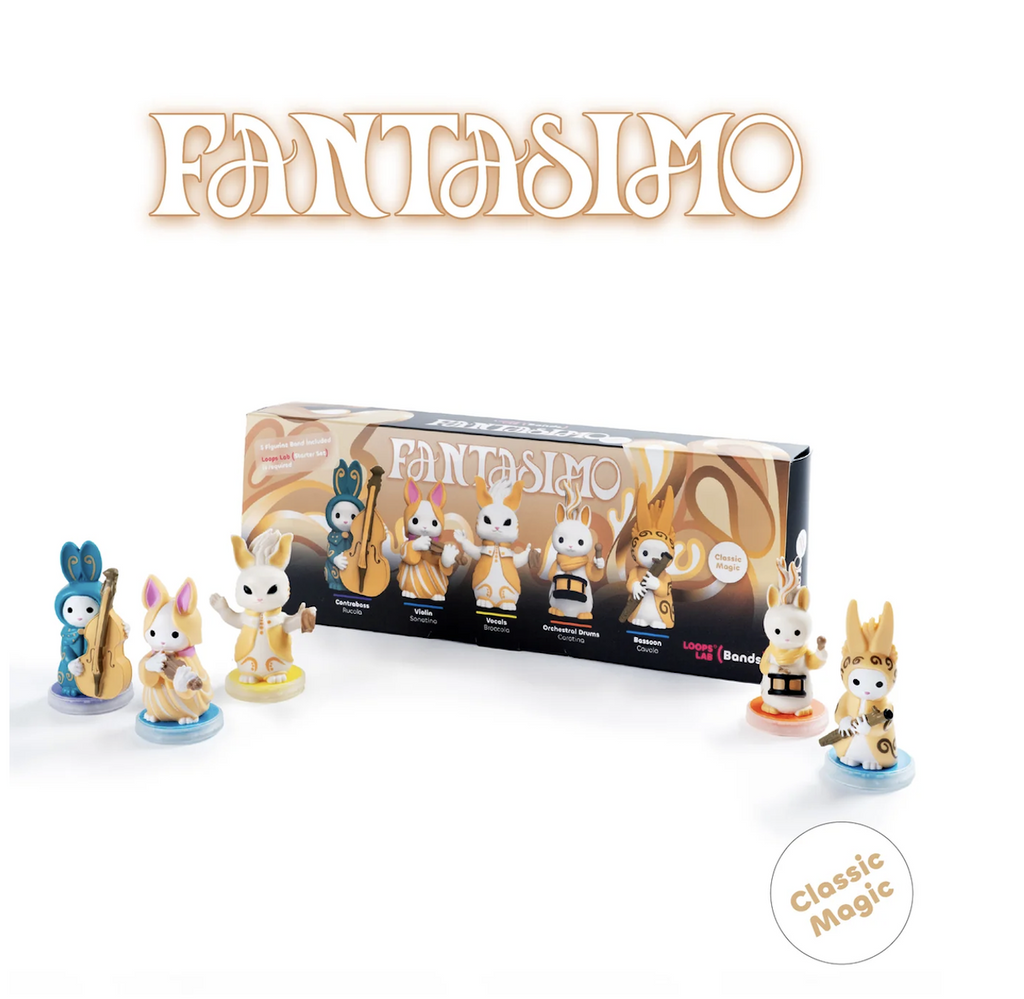 The Fantasimo Classical Band set to add to your Loops Lab music experience. These figures are all animals with classical style instruments, packaged in a box with pictures of all five characters. 