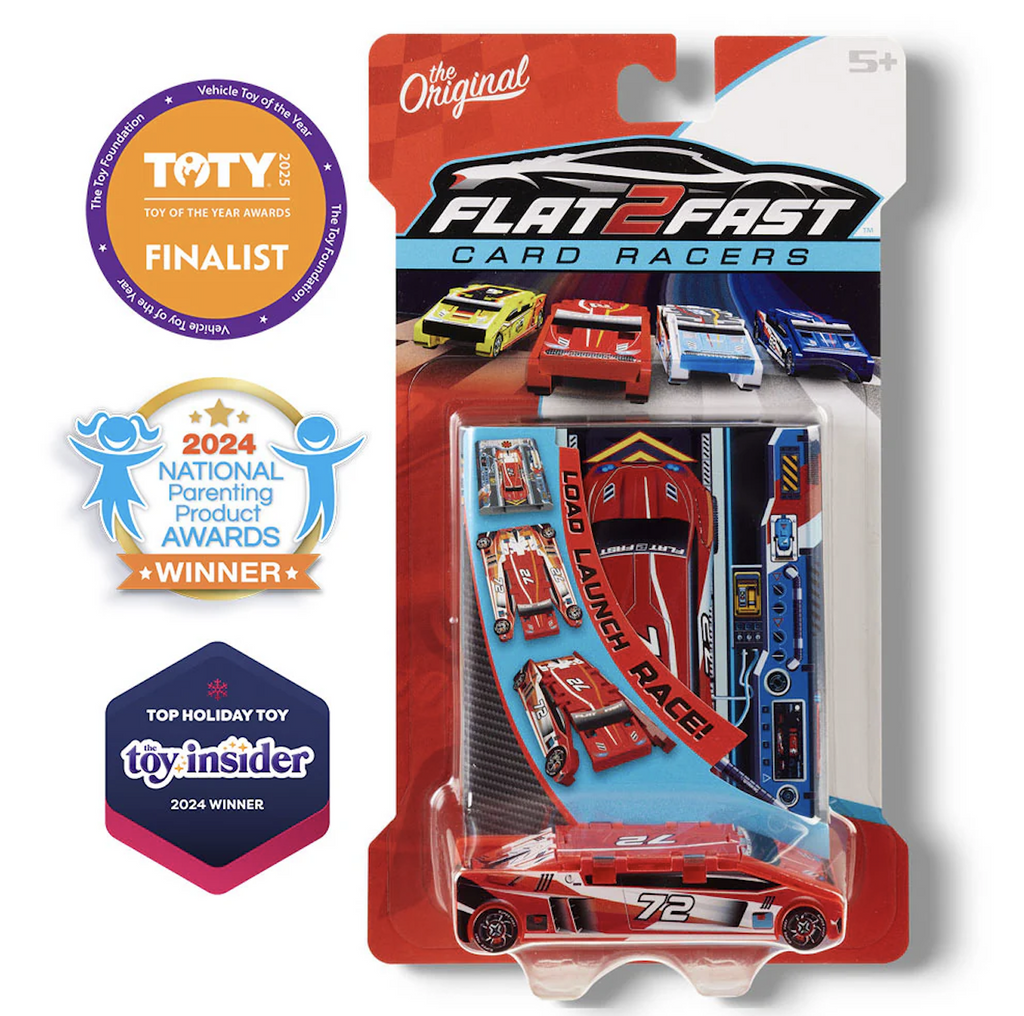 Flat 2 Fast Card Race Car in a package with all the awards it won this holiday season. 