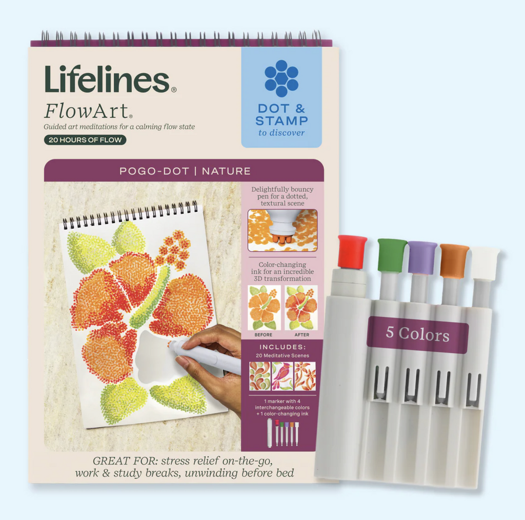 FlowArt Pogo Dot Nature themed art pad with interchangeable marker with color changing ink. 