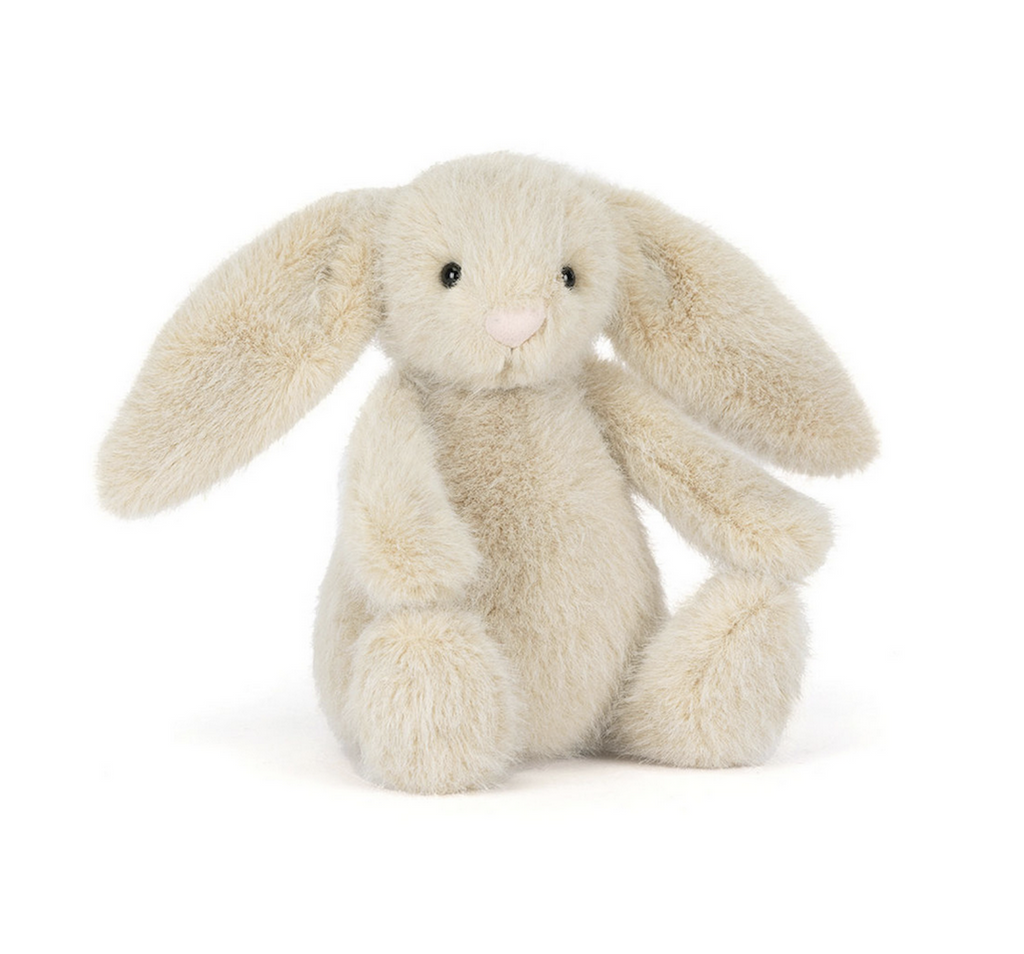 The sweetest bunny stuffed animal from Jellycat. With soft wheat colored fur this bunny sitting upright will be the star of your Easter basket. 