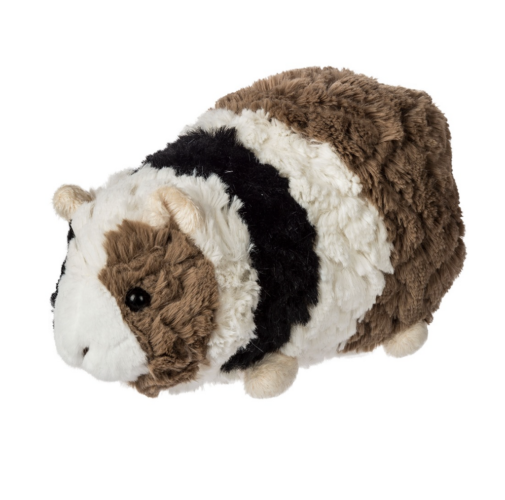 Gizmo the Guinea Pig with the signature soft, scruffy fur of the Putty animals from Mary Meyer. Gizmo has cream, brown and black fur. 