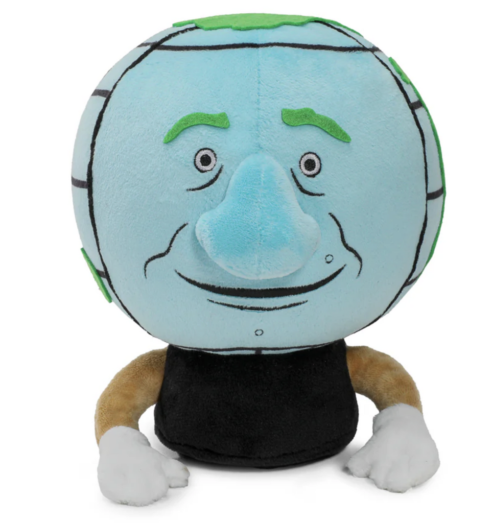 Globey from Pee Wee's Playhouse plush figure which is a globe with a face, arms and a base. 