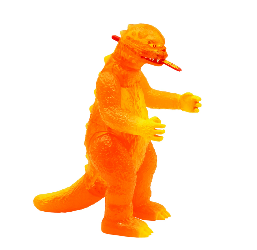 Bright orange Godzilla Shogun 1200 degree celsius vinyl figure.