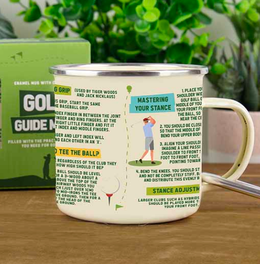 The Golf Guide Mug with all of the tips and tricks to get a hole in one. 