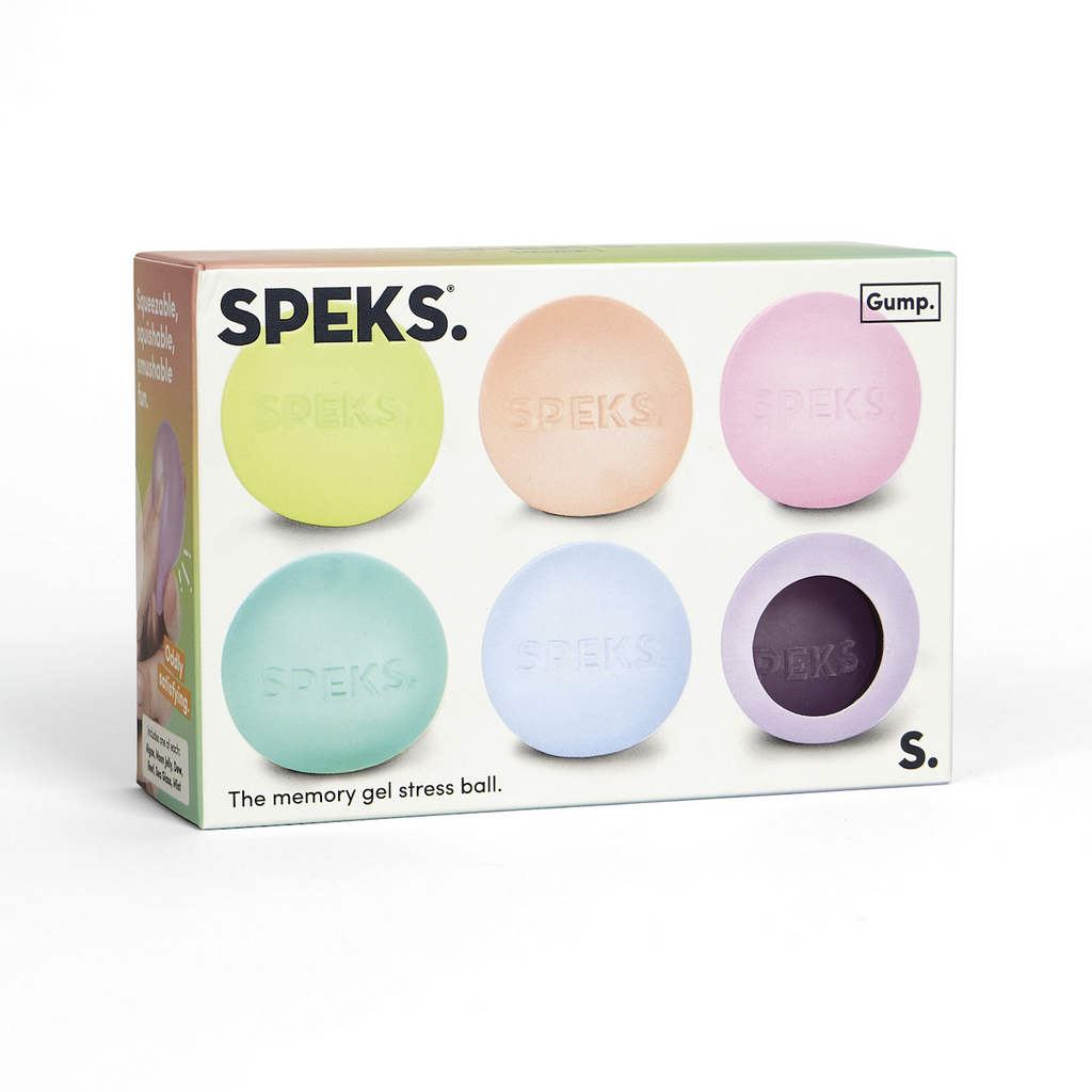 Gump Mini Multipack box with a picture of all six colors of the Gump mini included in the set and an open space at the bottom to test the squish factor of the Gump. 