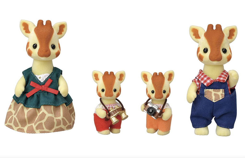 Calico Critters Highbranch Giraffe Family with Mom, Dad and two children. 