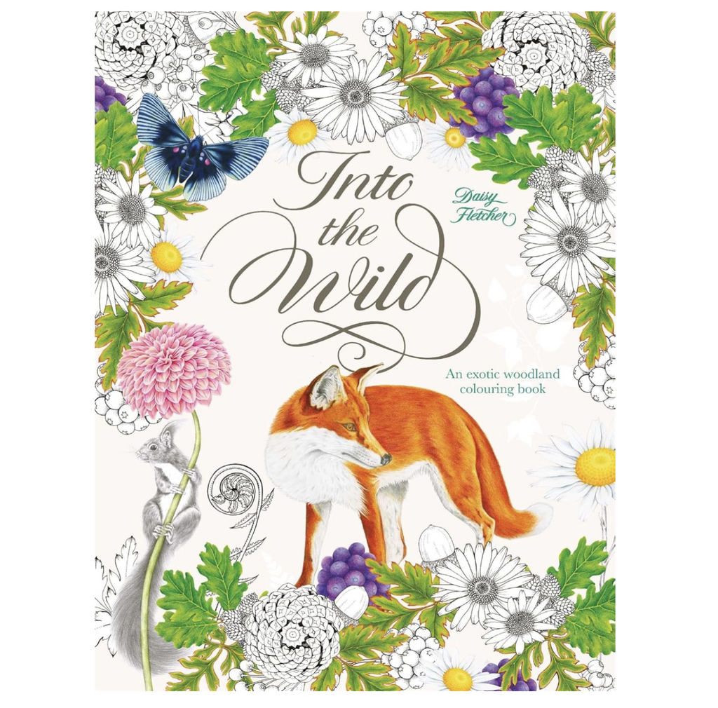 Illustrated cover of Into the Wild Coloring book. 