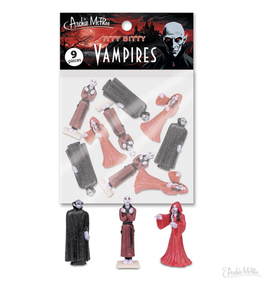 Bag of 9 Itty Bitty Vampires. Three each of three classic vampire figures. 