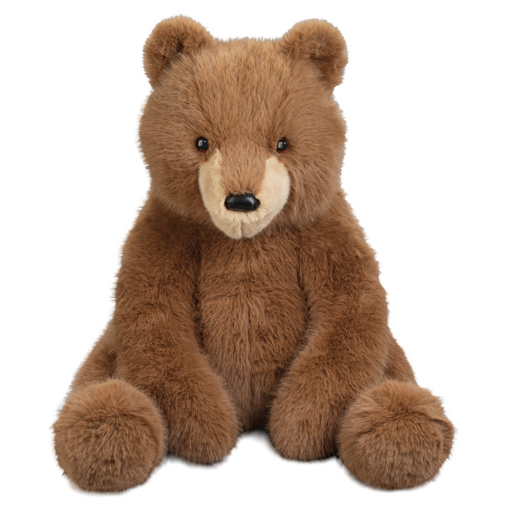 Jefferson Bear Jumbo stuffed animal sitting up and ready to cuddle. 