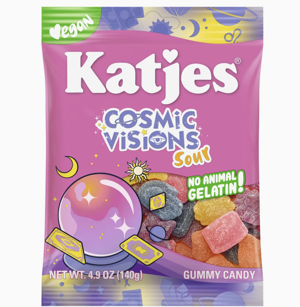 A bag of Katjes Cosmic Visions Sour Candy gummies. 