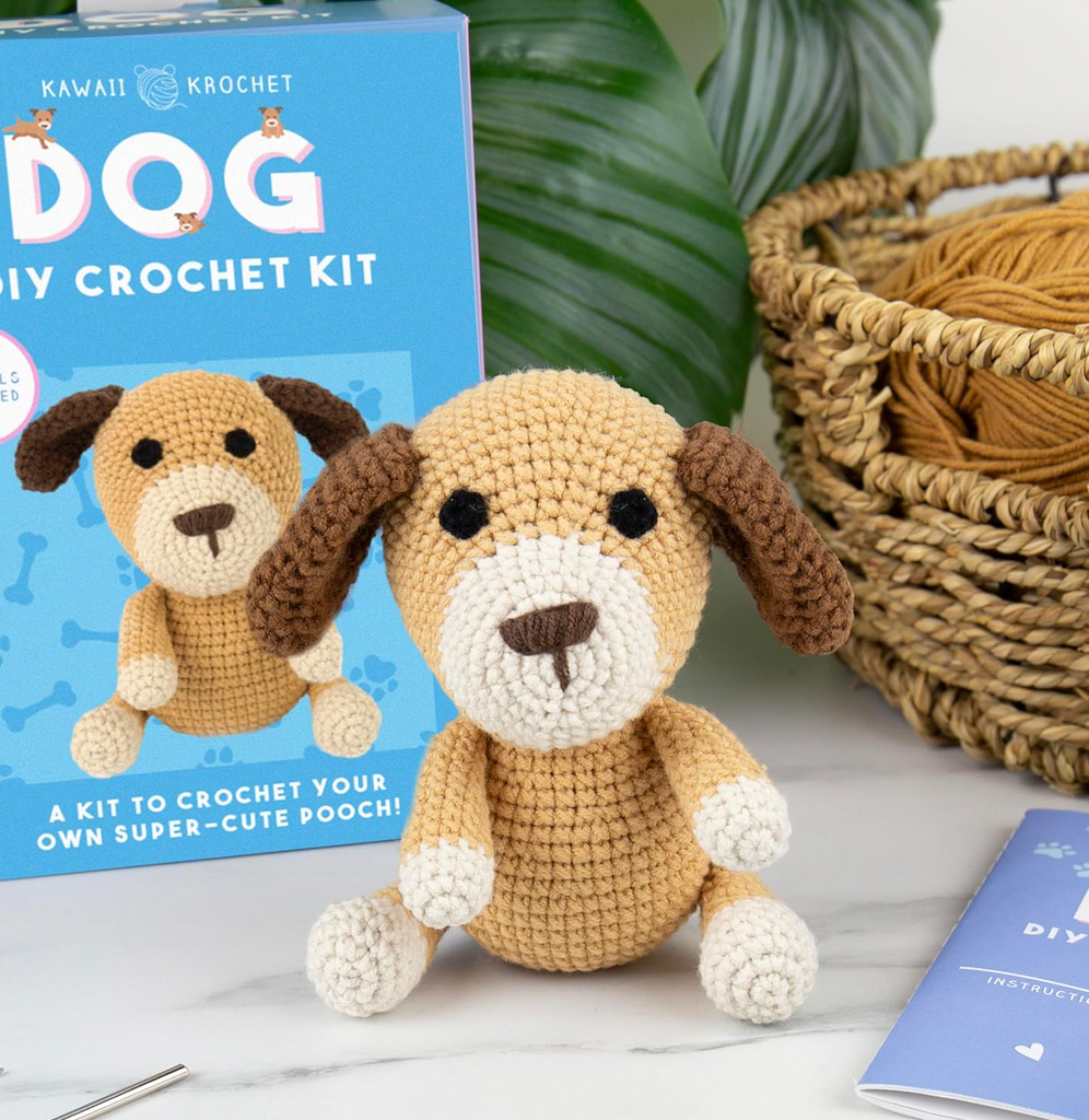 The cutest little crochet dog made with the Kawaii Dog Crochet Kit. 