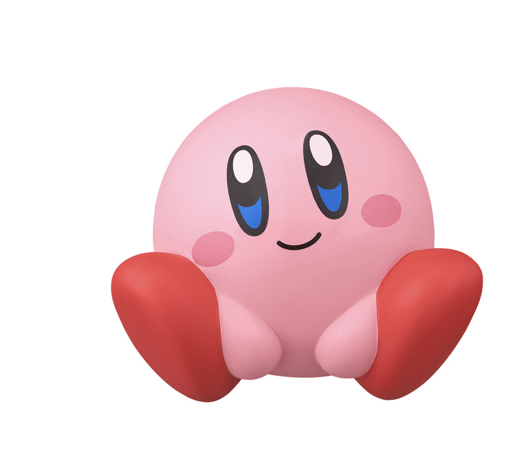 Pink sitting Kirby vinyl figure.