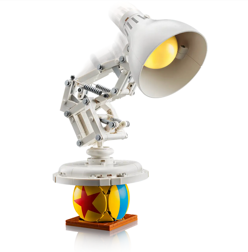 The Luxo Jr. constructed out of LEGO bricks  Luxo Jr. standing on the ball as if deflating it, just like in the 1986 short film. 