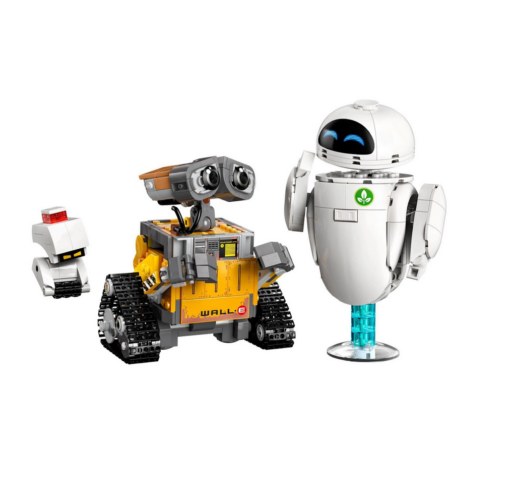 LEGO built Wall-E, Eve and -O figures from the Disney Pixar animated movie Wall-E. 