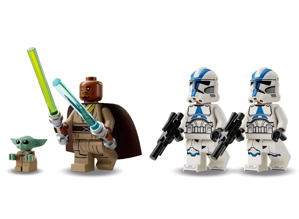 Four minifigures that are included in the LEGO Star Wars BARC Speeder Escape set. 