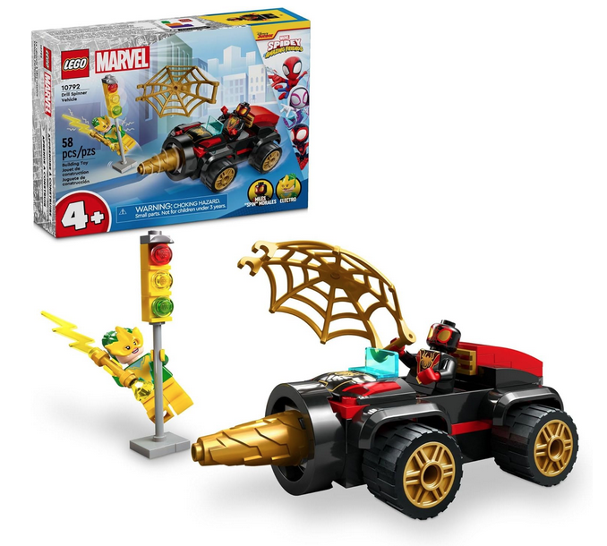 Lego Marvel Drill Spinner Vehicle set.