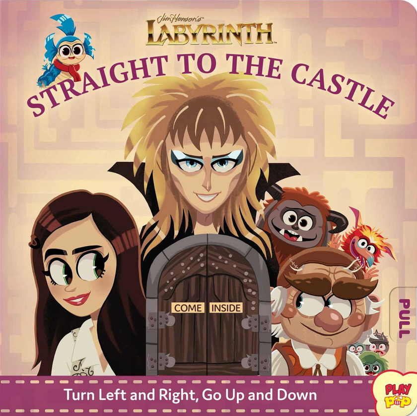 Illustrated cover of Labyrinth Straight To The Castle activity book with characters from the book.
