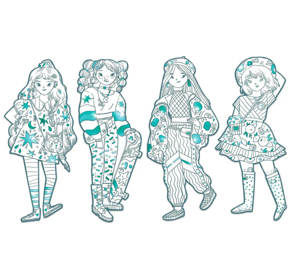 All four of the characters to be colored from the Les Demoiselles Angle and Friends set.