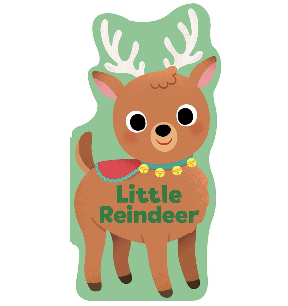 Shaped board book  with an illustration of a the Little Reindeer on the cover. 