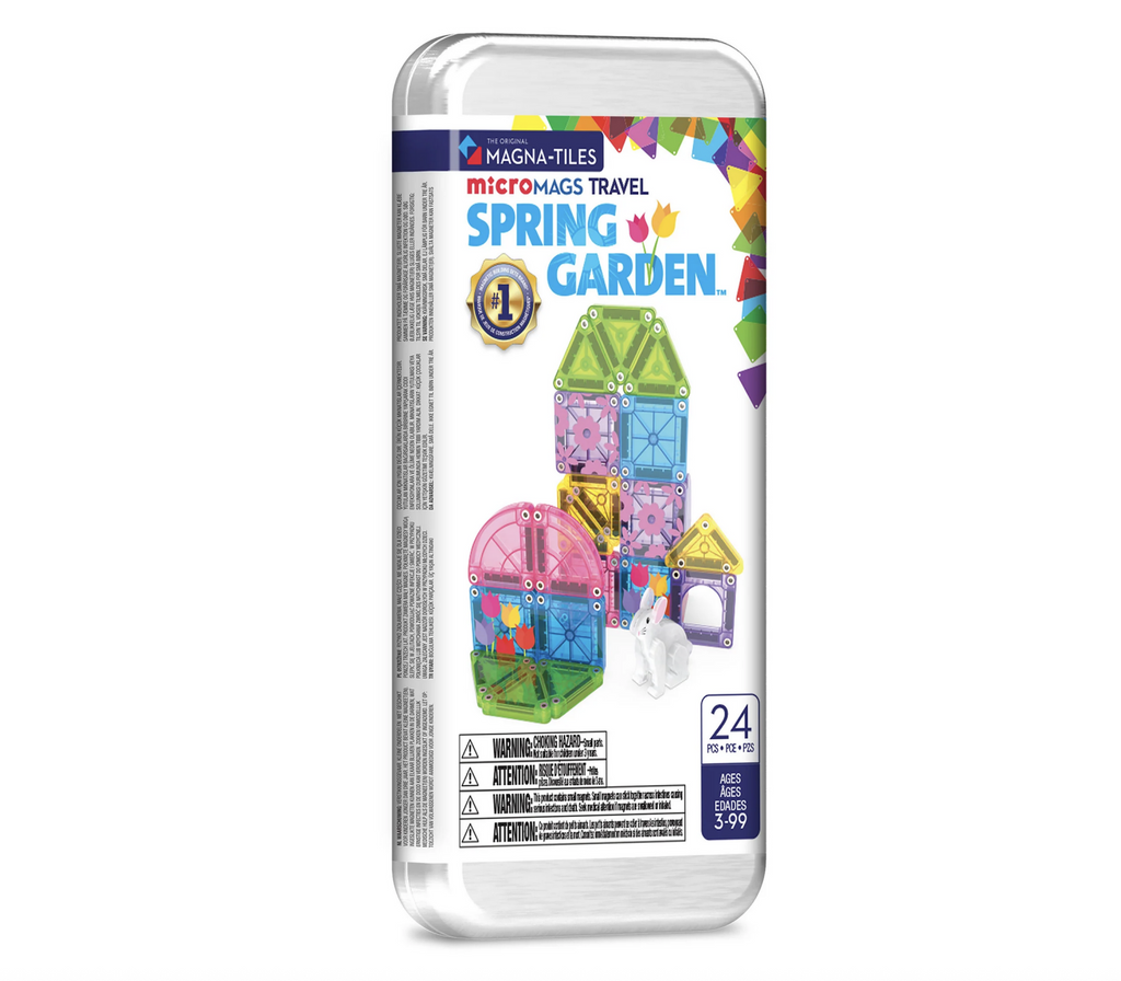 Metal travel tin of MicroMags Spring Garden magnetic tiles.