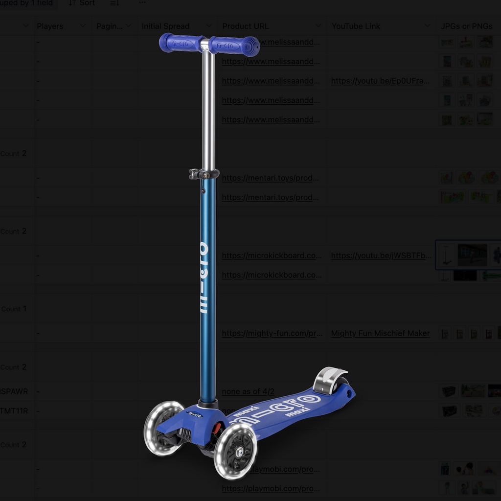 Maxi LED Scooter by Micro Kickboards in blue and white. 