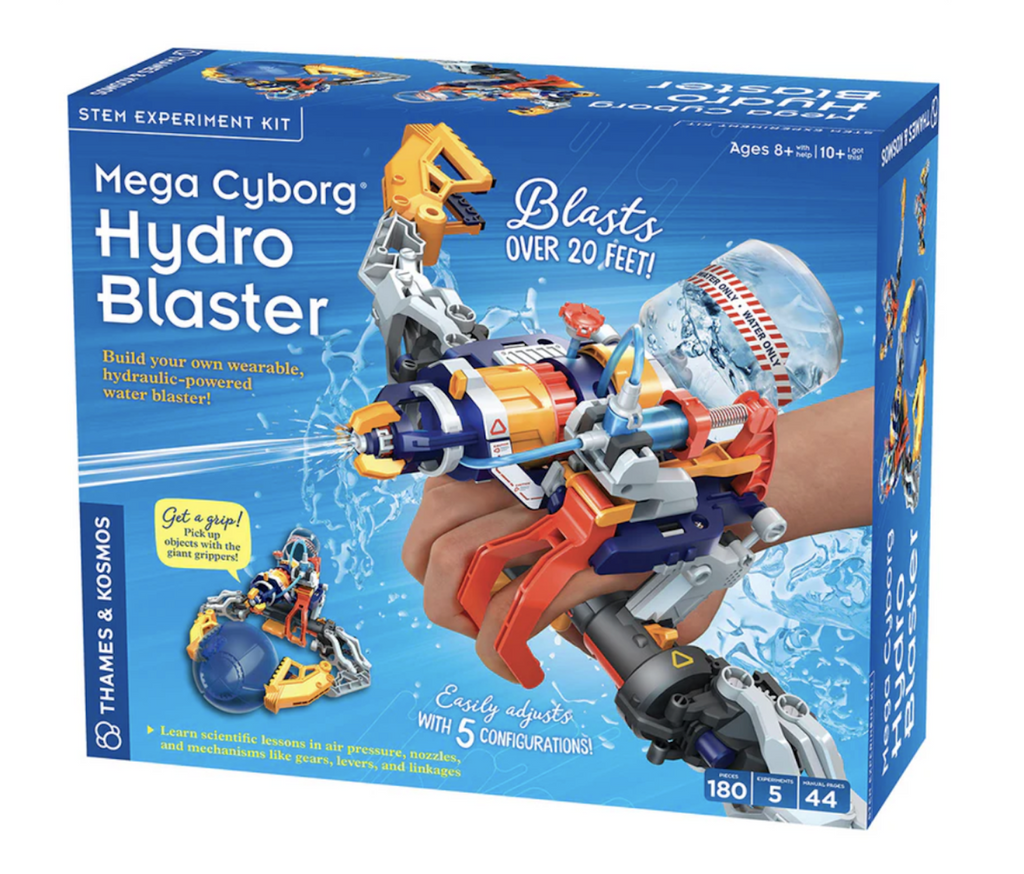 Blue box pictures of the Mega Cyborg Hydro Blaster built and in use.  