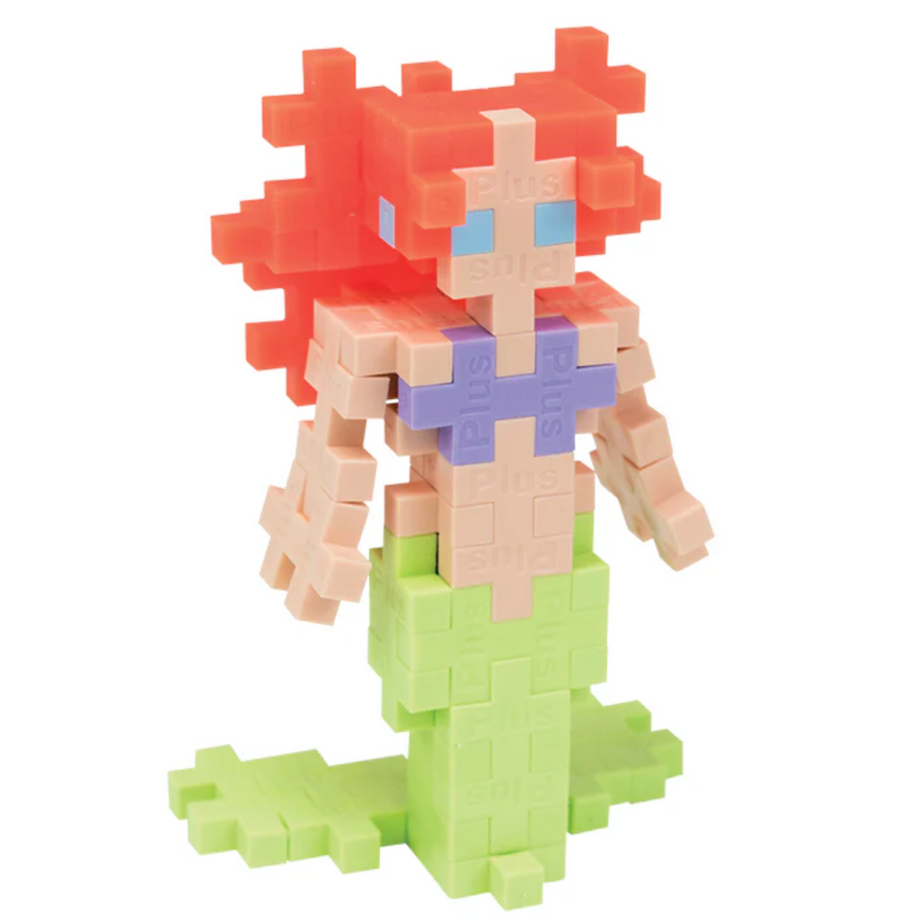 A close up picture of the mermaid built using pieces from the 70 piece tube Mermaid set. 